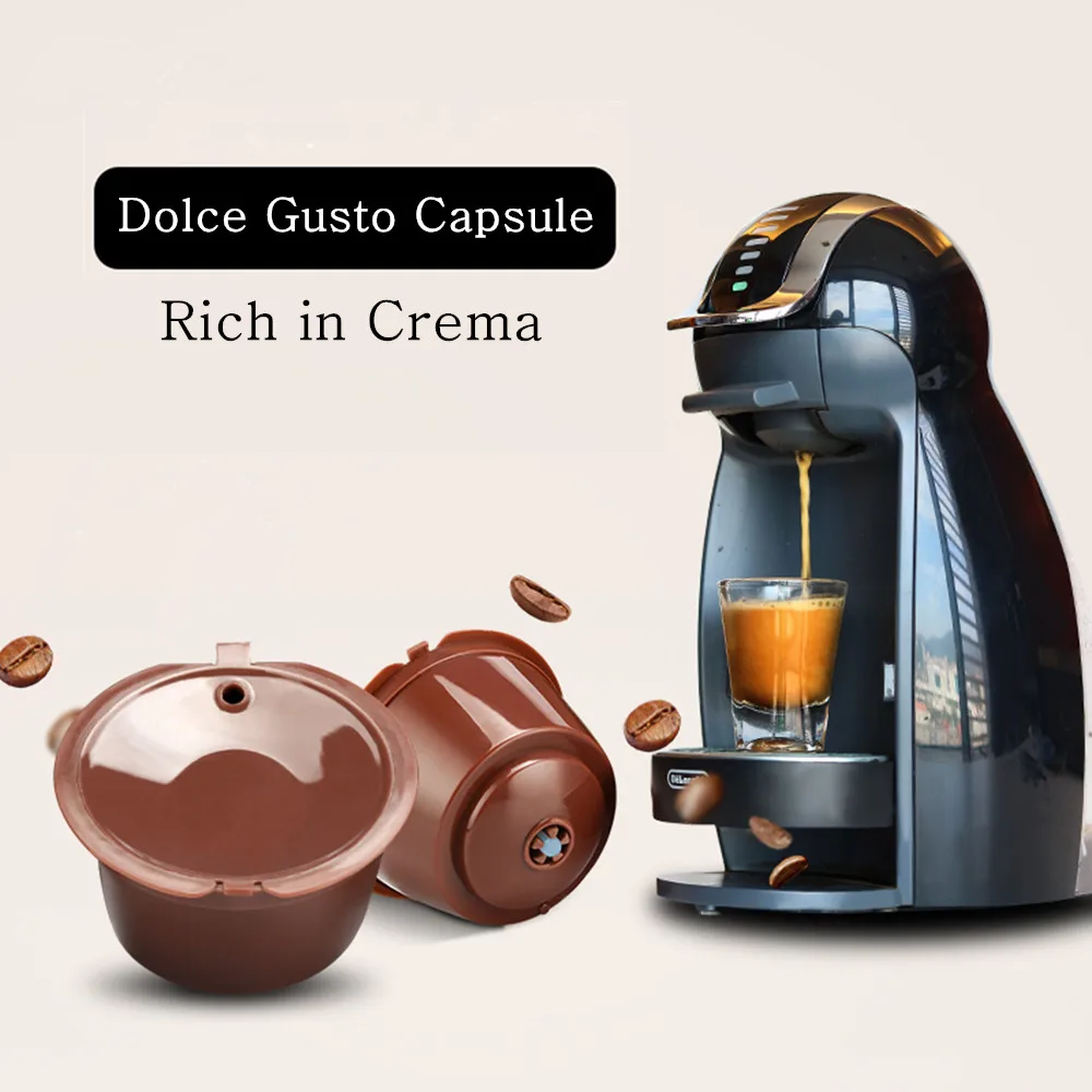 

Refillable Update 1st Crema Coffee Filter Capsules Baskets Reusable Coffee Dripper Cup Compatible with Dolce Gusto Coffee Maker
