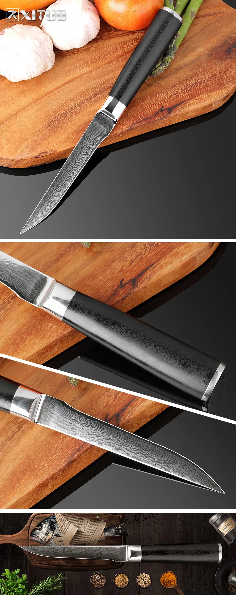 XITUO 3 шт. набор ножей из дамасской стали японский vg10 Дамасская сталь 67 слоев шеф-повара нарезки обвалки утилита кухонные ножи сашими рыба