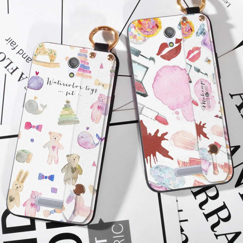 

Matte Phone Case For Highscreen Power Five Pro Back Frosted Sext Lip Cover For Highscreen Power 5 pro Ring Strap Stand Case