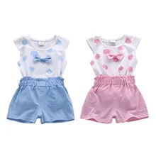 

Vest T-shirt Baby Girl Clothes Set Cartoon Bow T-shirt + Shorts Clothes For Girls Summer Tops Girls T-shirt Baby Clothes