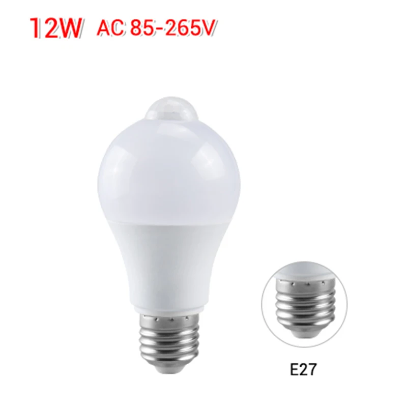 EeeToo Ночной светильник светодиодный светильник PIR датчик движения AC 85-265V B22 E27 Светодиодный светильник 12W 15W 18W 20W светильник для дома - Испускаемый цвет: E27  12W
