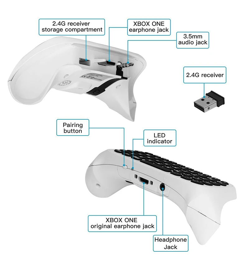 2,4G мини Bluetooth беспроводная клавиатура для Xbox One Аксессуары игровой чат геймпад клавиатура для Xbox One S контроллер части клавиатуры