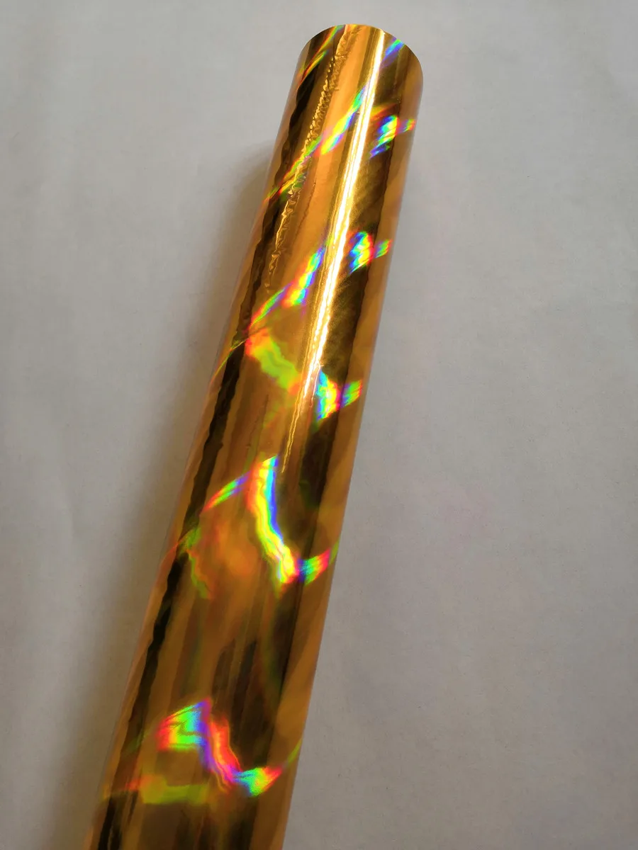 Голографическая фольга Золотая, радужная узор A17 горячего тиснения на бумага и пластик, высота голенища 64 см x 120 м
