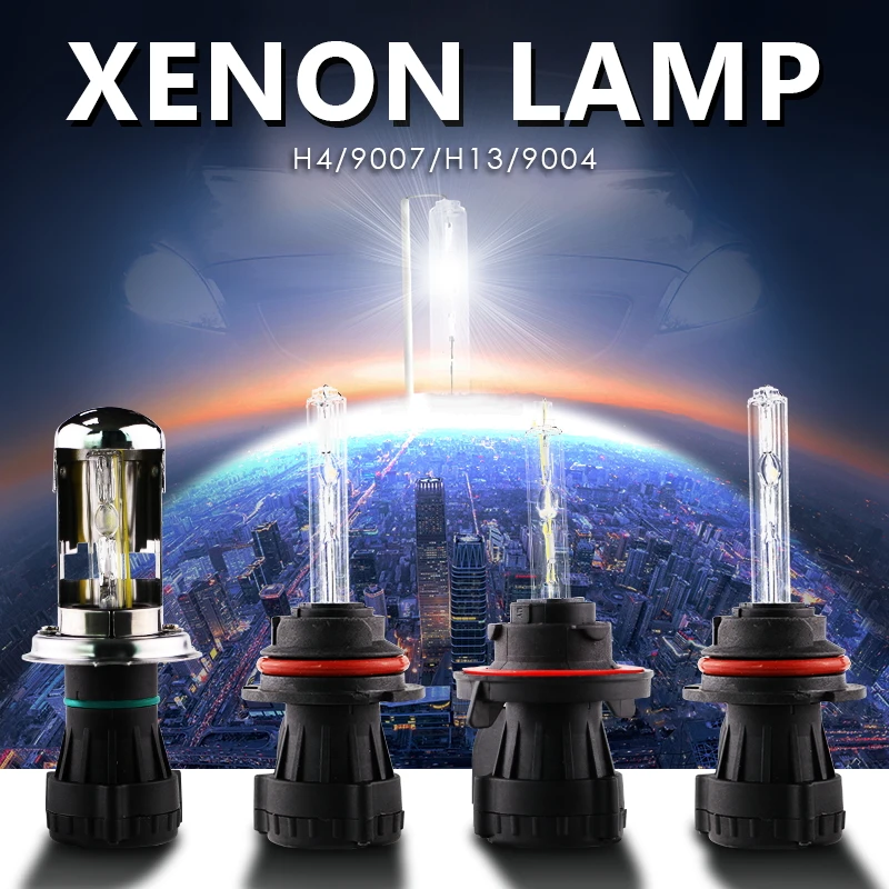 1 Pair Spare HID Xenon Lamps Dual Beam H4 9004 H13 9007 Hi/Lo Bi-xenon Fast Bright High Lumen 55W 12V For HID Kits Relay Harness