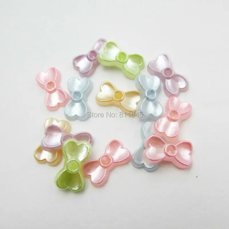 

Free Shipping 50pcs 8x14mm Mixed Color Imitation Pearls Flatback Bowknot Beads Wedding Cards Embellishments DIY Decor