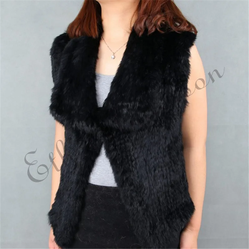 New 100% Real Genuine Knitted Farms Rex Rabbit Fur Waistcoat Vest Gilet Outwear 