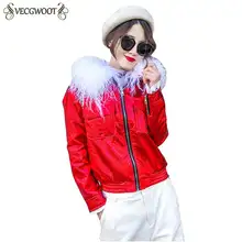 Женская куртка с коротким рукавом Новое корейское тонкое женское пальто осень зима Повседневная Верхняя одежда с меховым воротником женские топы PR608