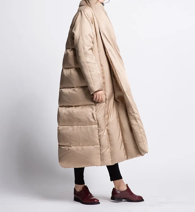 Новинка, роскошная куртка с гусиным пером, женский пуховик, однотонный, Повседневный, свободный, 90%, белый утиный пух, пальто, теплая, негабаритная, верхняя одежда OKQ015