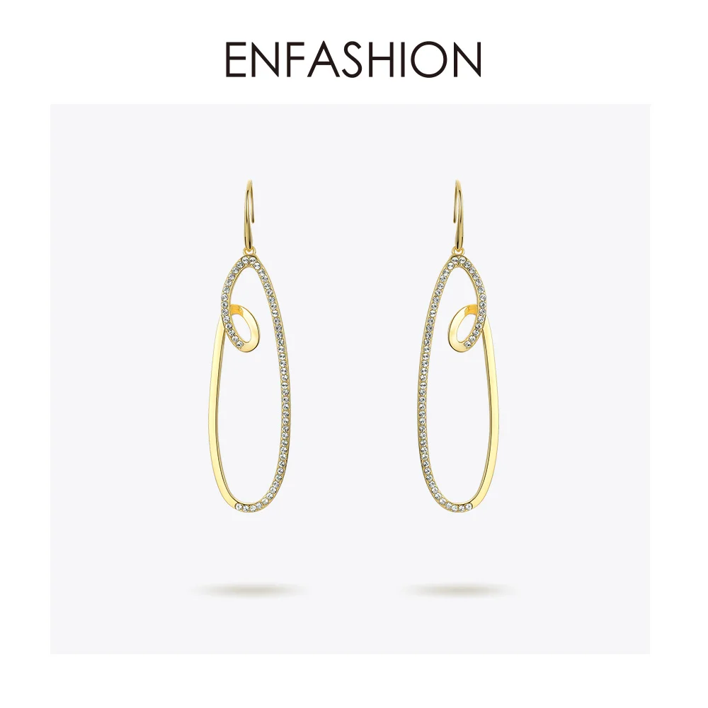 

ENFASHION Rhinestone Geometric Drop Earrings For Women Water Droplets Shape Crystal Earings Fashion Jewelry Oorbellen EF191046