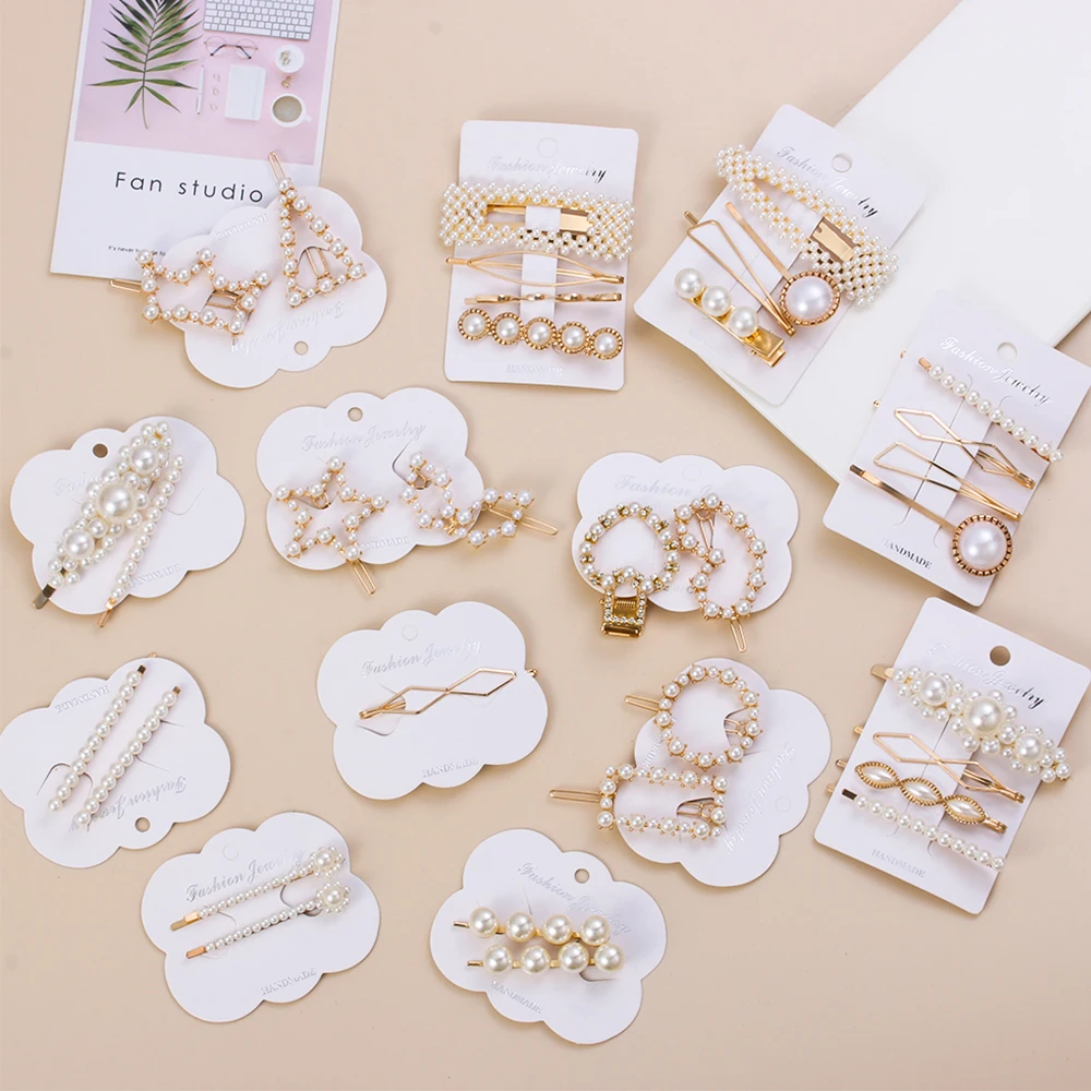 

Korean Fashion Irregular Geometric Metal Hairpins Women Pearl Hairclips Elegant Barrette Hair Accessories Beauty Styling Tools