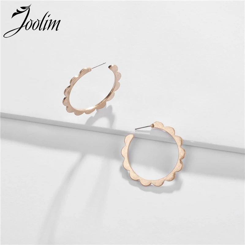Joolim Gold & Silver Flower Shape Hoop Earring European Earring