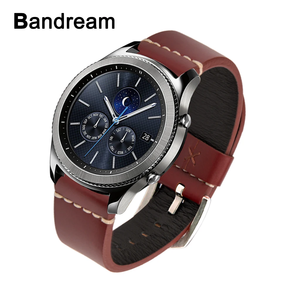 Ремешок для часов ручной работы из натуральной кожи 22 мм Samsung Gear S3 Classic Frontier Amazfit 2 2S