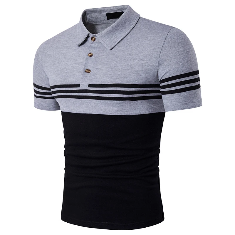 

2018 Striped Fashion Patchwork Design Summer Short Sleeve T-shirt Men