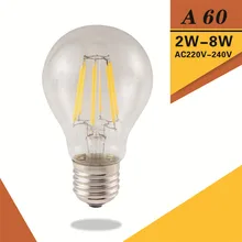 LED Bulb E27 Filament Light Glass Bulb A60 220V 240V 2W 4W 6W 8W Lamp Antique Retro Vintage Led Edison Lamp