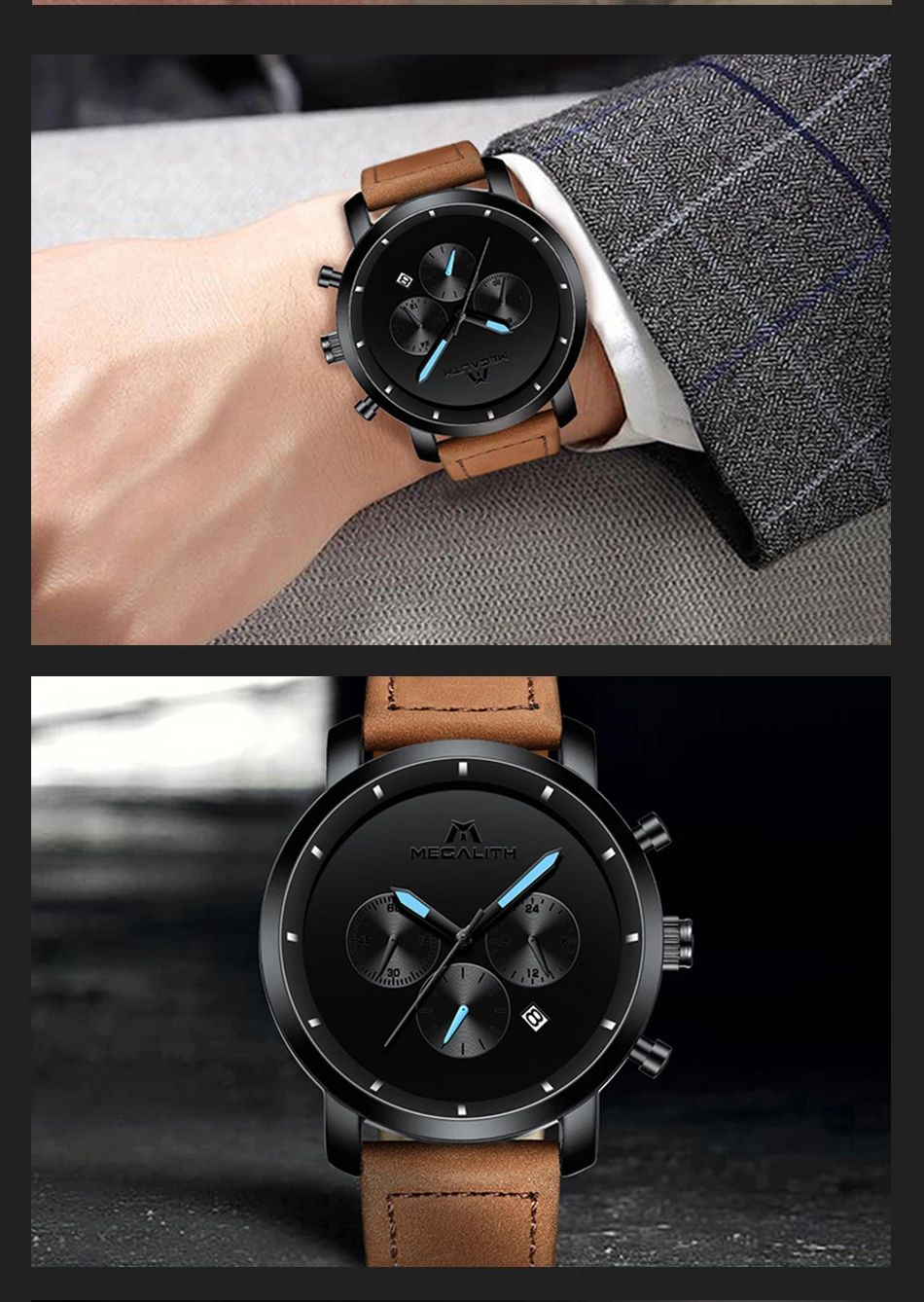 MEGALITH модные спортивные кварцевые часы для мужчин водонепроницаемые часы с хронографом для мужчин лучший бренд класса люкс мужские часы Relogio Masculino