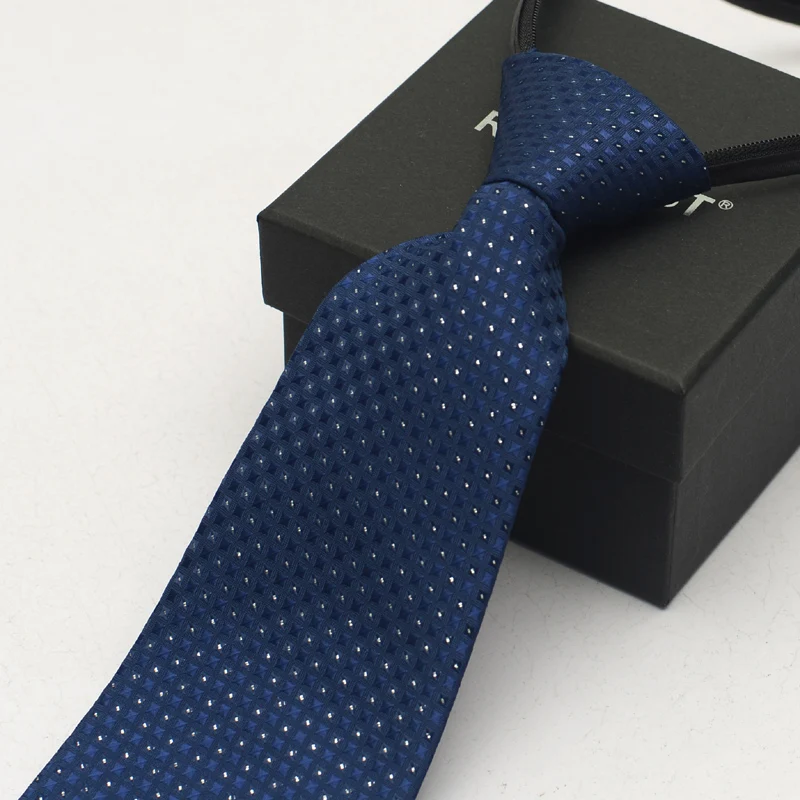 men's business suits Zip Tie easy to pull the blue white tie simple