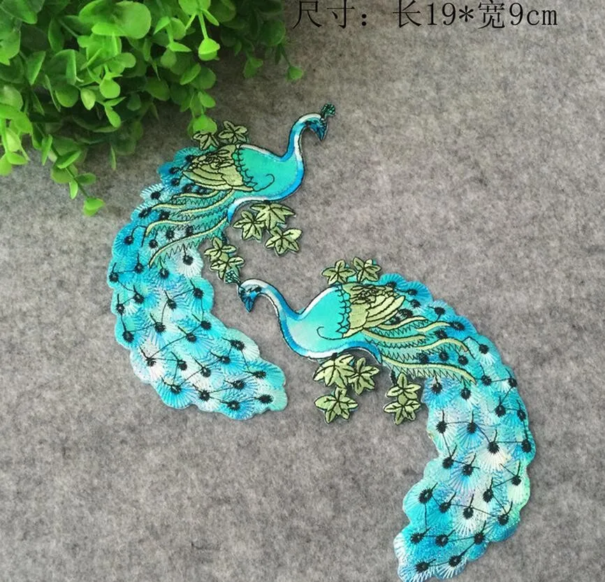 Peacock embroidered patches parches para la ropa Iron On Patches for