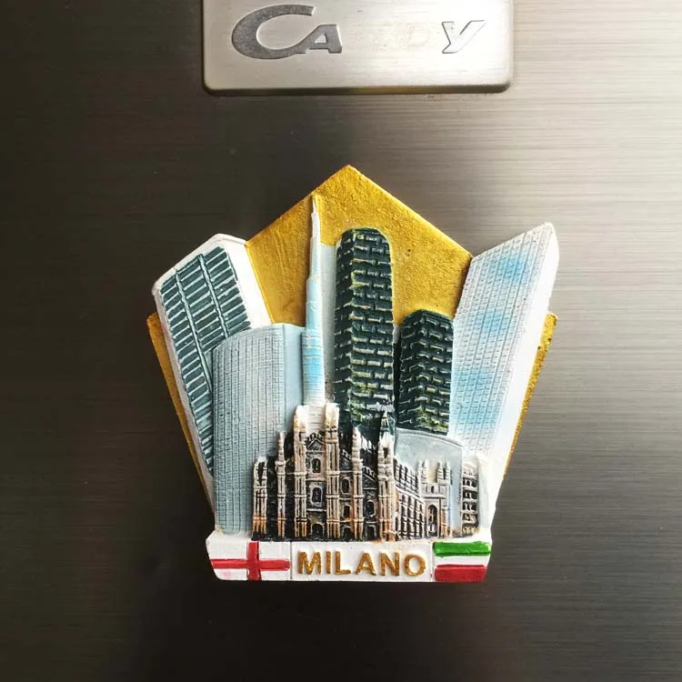 

Lychee Milan Landmark Building Refrigerator Magnetic Sticker Famous Landscape Fridge Magnet Modern Home Kitchen Decoration