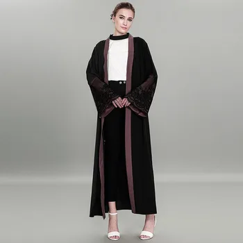 

Women Abaya Kaftan Dubai Islam Qatar UAE Lace Floral Kimono Cardigan Hijab Muslim Long Dress Turkish Islamic Abayas Clothing