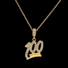 Модное простое полое ожерелье Золото Полный белый горный хрусталь 100 точек кулон ювелирные изделия студенческое сверкающее ожерелье ювелирные изделия подарок