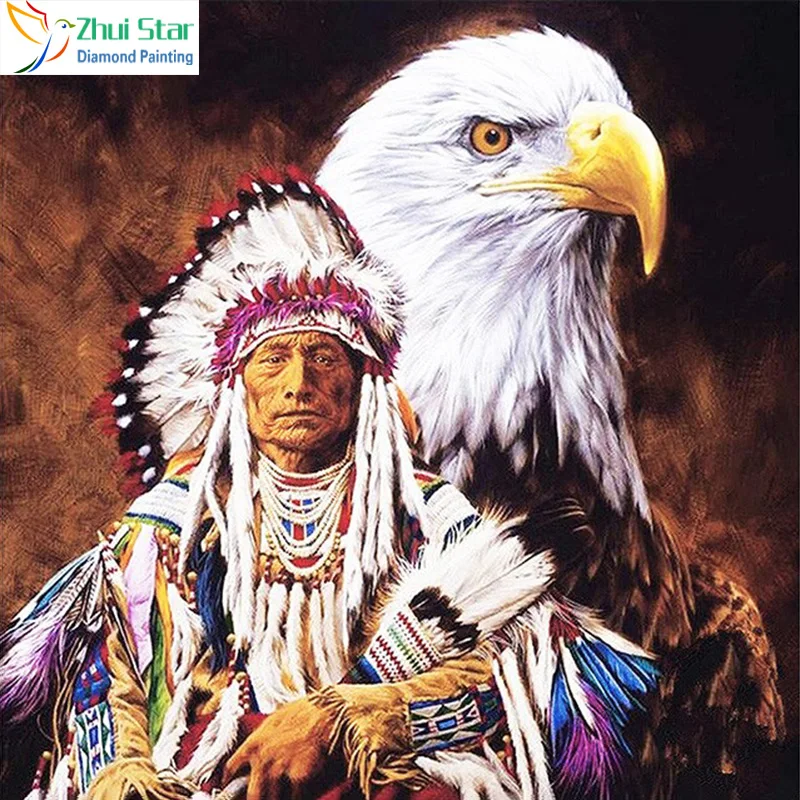 

Zhui star 5d diy full Square drill Diamond painting Eagle & Indians embroidery Diamond Cross Stitch Rhinestone mosaic decor