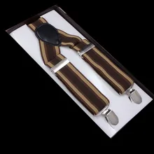 Европейские и американские популярные коричневые подтяжки с 3 клипсами 3,5*100 см