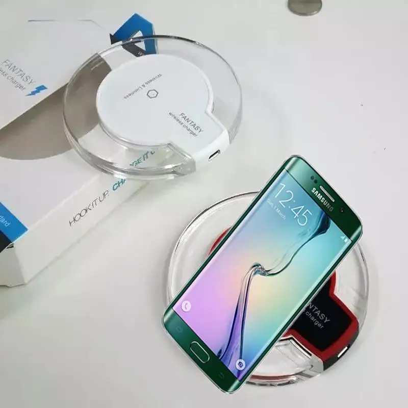 Qi Wireless Charger Compact Round Crystal Charging Pad with LED Light