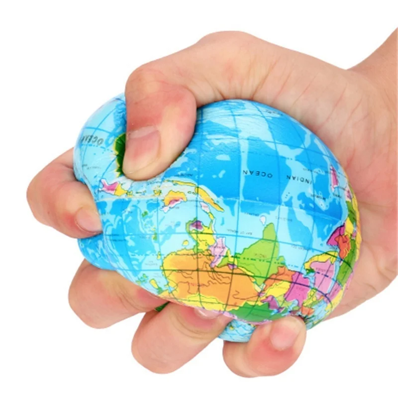 

JIMITU Funny 63mm Stress Relief World Map Foam Ball Atlas Globe Palm Squeeze Ball Planet Earth Funny Antistress Ball