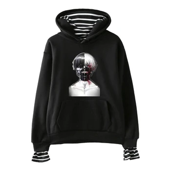 

2D Tokyo Ghouls New Clothes hoodies Print Fake Two Pieces Hoodies 2019 Hot Sale Autumn Women Sweatshirts K-pops hooded Harajuku