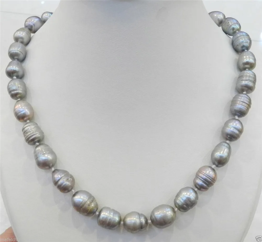 

10-11MM SILVER COLOR NATURAL TAHITIAN PEARL NECKLACE 18" AAA