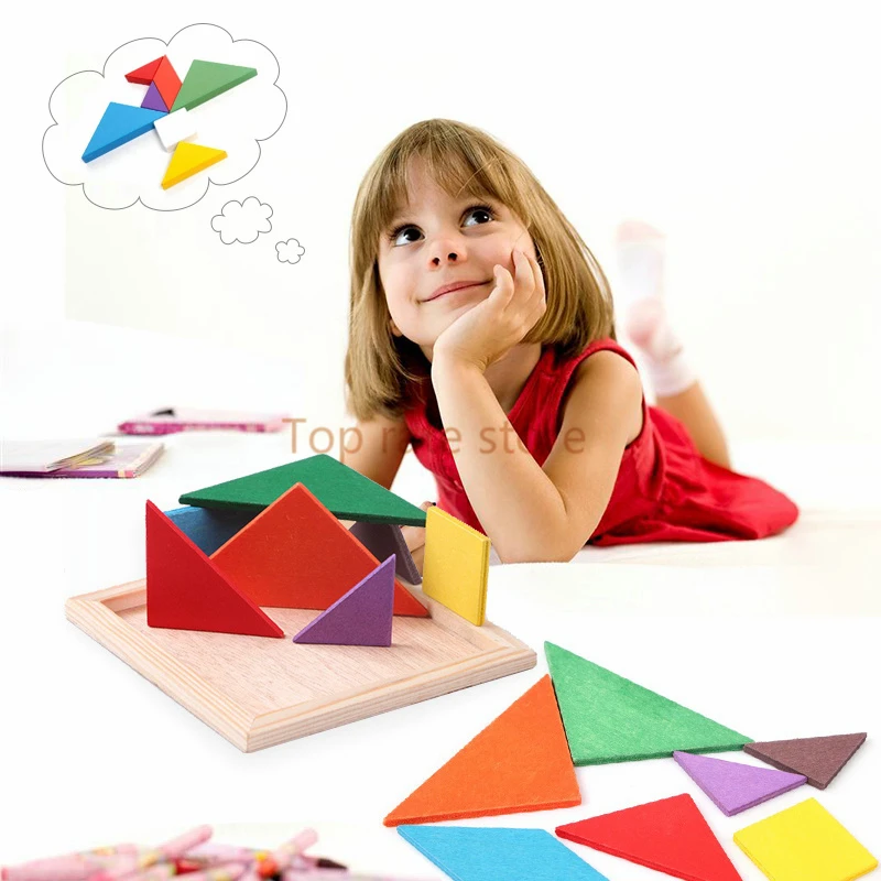 

New Baby Child Developmental Tetris Wooden Tangram Brain Puzzle Game Brain Teaser Puzzle Toys Educational Kid Classical Toy