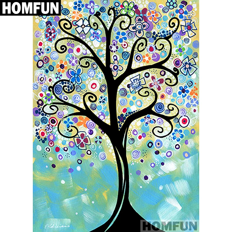 

HOMFUN Full Square/Round Drill 5D DIY Diamond Painting "Abstract Colorful tree" Embroidery Cross Stitch 5D Home Decor A01300