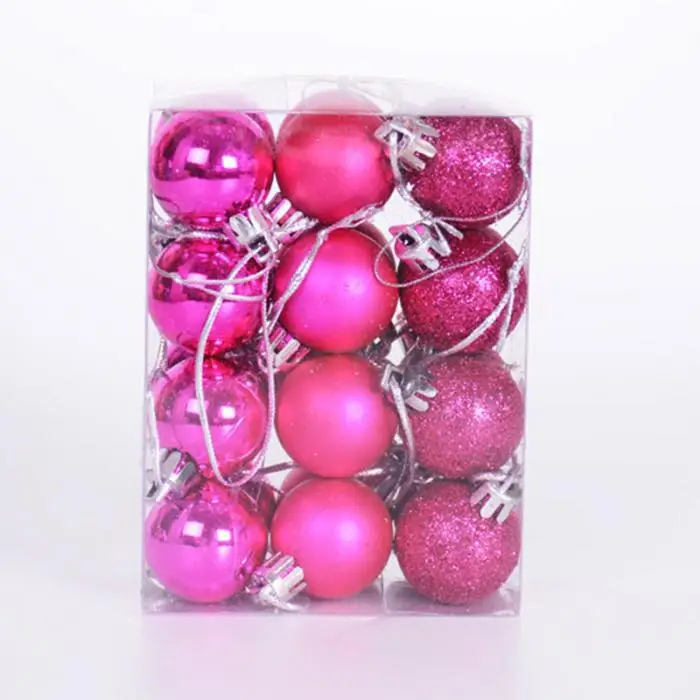 24 шт. 30 мм Мини рождественские мячики елочные шары пластиковые елочные подвесные украшения для вечерние LKS99