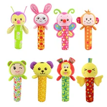 Baby Soothing Rattle Animal BB stick Hand Bell Rattle Plush Toys Funny Educational Toys For Kids Baby Boy Girl