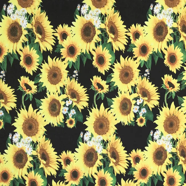 

Yellow Sunflowers Black Embossed Jacquard Fabric for Woman Girl Spring Autumn Dresses Coats Jackets Pants Sewing DIY-AF574