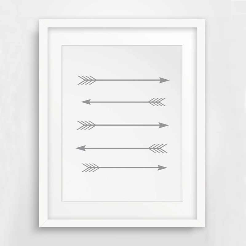 Arrows Wall Art, Print Art Canvas Poster, Grey Arrows, Printable Wall