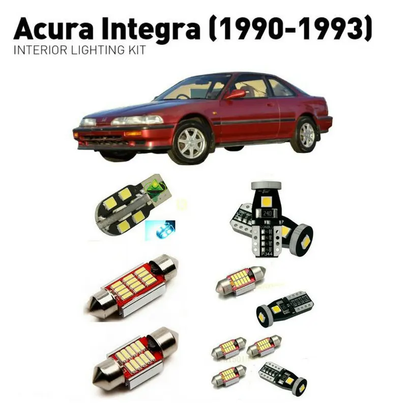 

Светодиодные внутренние фары для Acura integra 1990-1993, 8 шт., светодиодные фары для автомобилей, комплект освещения, автомобильные лампы Canbus