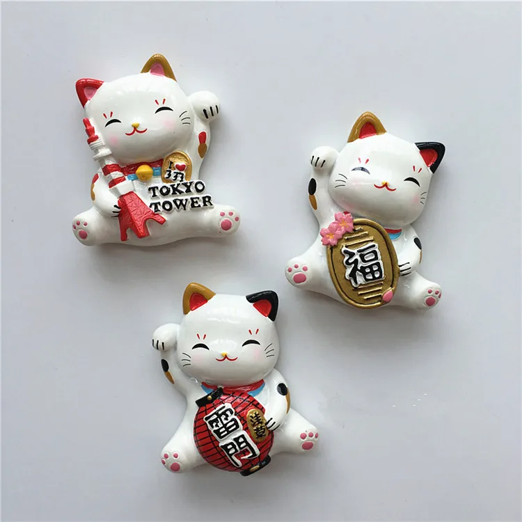 Гром ворота башня, башня, Lucky Cat, смола, 3D магниты на холодильник, Япония, сувениры для туристов, холодильник, магнитные наклейки, домашний декор - Цвет: 004