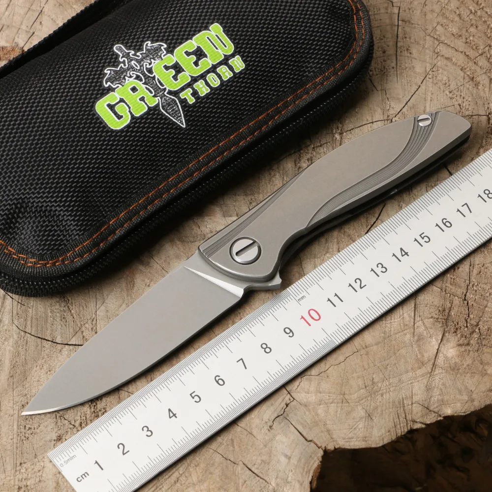 

Green thorn NeOn Lite M390 MRBS TC4 titanium handle camping hunting outdoors Fruit Knives pocket folding knife EDC toolS