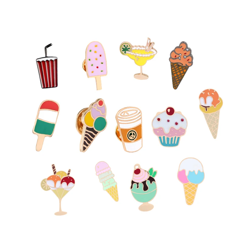 Симпатичные десертные эмалированные булавки мороженое Кола торт эскимо брошка мультфильм для женщин девушка джинсовая рубашка нагрудные булавки Симпатичные значки ювелирные изделия