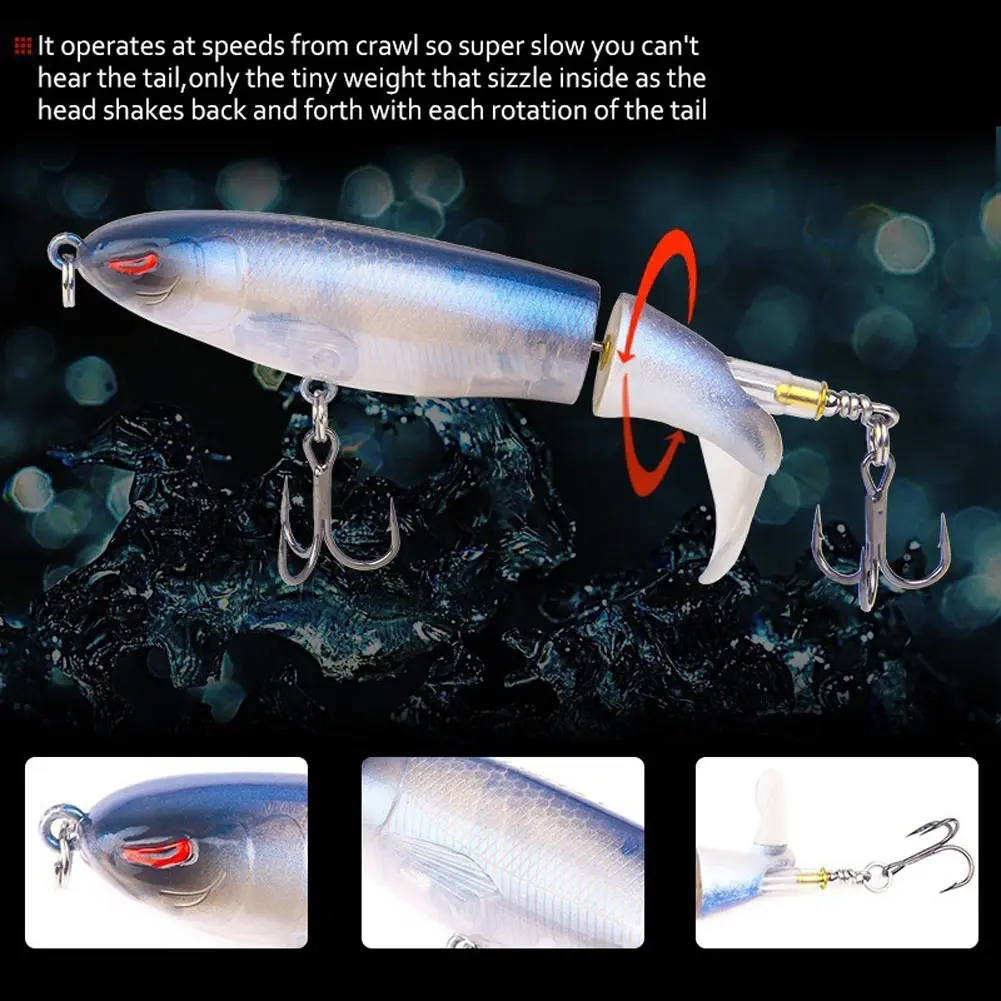 

NEW Bionic Lure Fishing Bait Fish Shaped Life-like Bionic Bait 3D Eyes Double Hooks Rotating Tail Baits