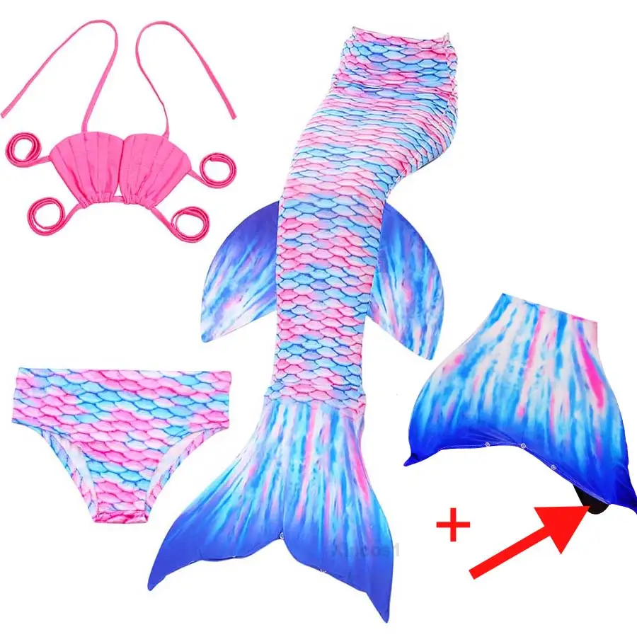 

4PCS/Set Kids Mermaid Swimming Tail Swimsuit Swim Suit Girls Cosplay Costumes mermaid tails with Monofin Fin Swimwear for Girls