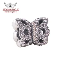 Arco iris de la mariposa encantos cristalinos plata 925 de la joyería adapta European Brand pulseras brazalete DIY Making venta al por mayor YZ214