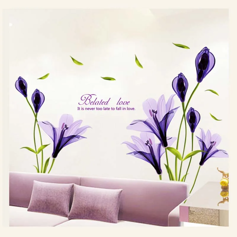 HCSTAR Home Decor Wall Art ПВХ Стикер Стены Пасты Живопись Украшения Цветок Наклейки Плакат