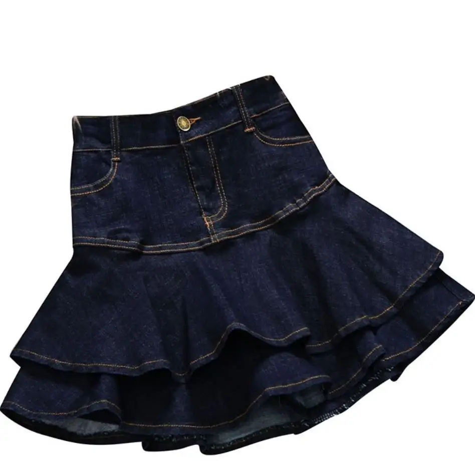

Denim cake skirt spring and summer women high waist a-line mini meimard trumpet jeans skirt