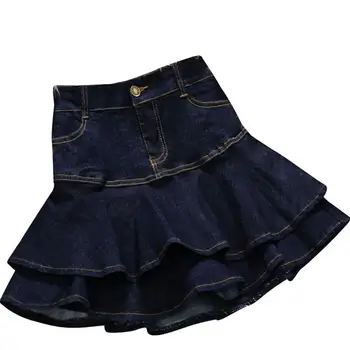 

Denim cake skirt spring and summer women high waist a-line mini meimard trumpet jeans skirt