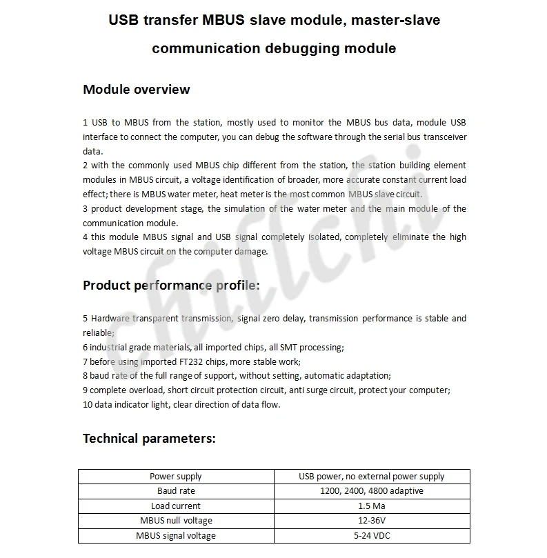 USB к MBUS от модуля станции дискретные компоненты не TSS721 цепи M-BUS мониторинга данных шины