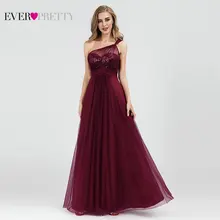 Бордовые вечерние платья Ever Pretty EP07446 элегантные тюлевые платья трапециевидной формы на одно плечо без рукавов с блестками Длинные вечерние платья Robe Soiree