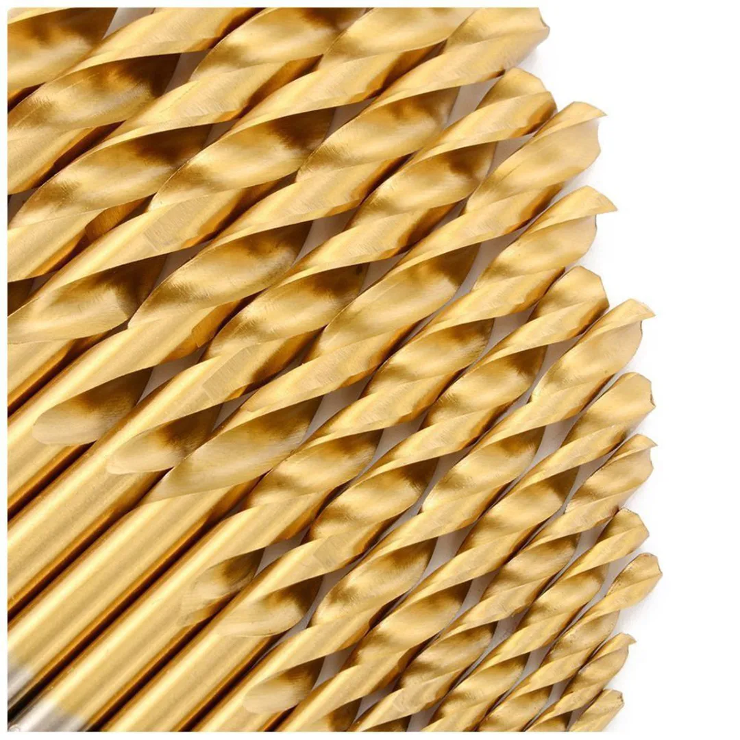 DWZ 19Pcs High Speed Steel Diamond Drill Bit Set Titanium Coated Twist 1-10mm Ark
