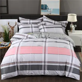 

Pink white grey black stripes Bedding Set Pure cotton Bed Set Duvet Cover Set Bed Sheet Pillowcases Twin Queen King size bed